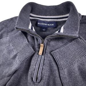 Mizzen + Main 1/4 Zip Men’s Large Sweater Mock Pullover Gray
